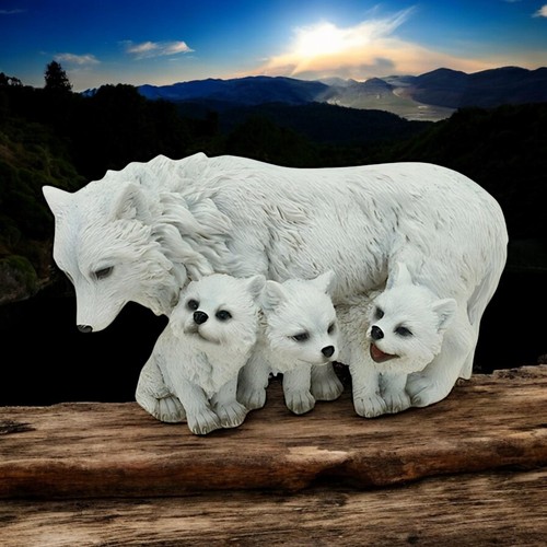 Arctic white wolf cubs pups - arctic, &