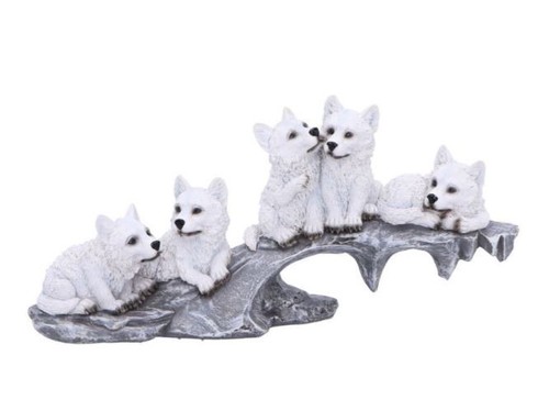 Winter litter white wolf pups - white,
